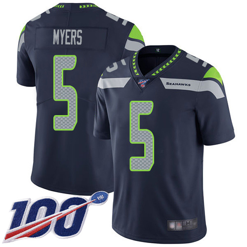 Seattle Seahawks Limited Navy Blue Men Jason Myers Home Jersey NFL Football 5 100th Season Vapor Untouchable